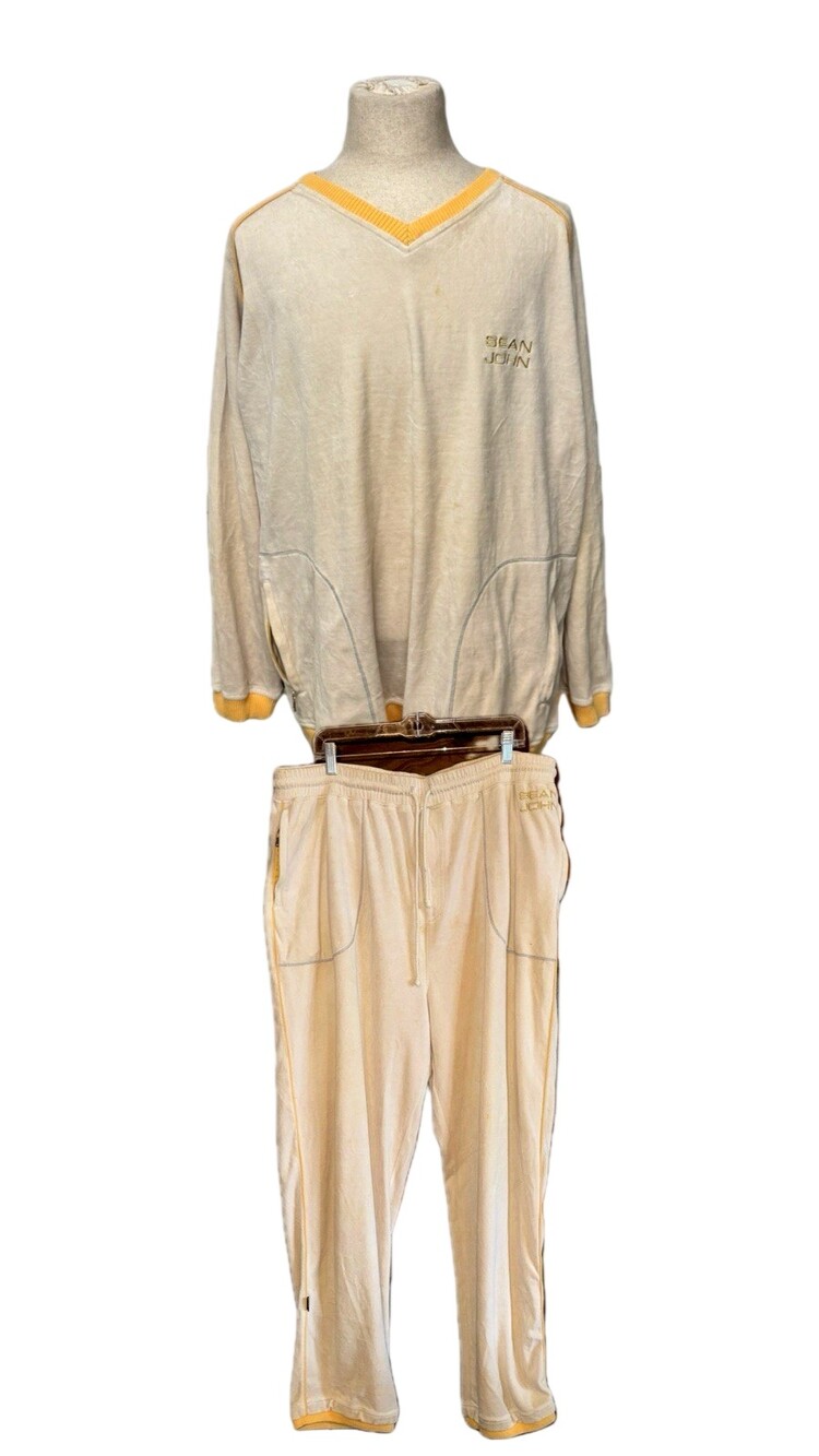 Vintage 90s Y2k Sean John Sweatsuit Baggy Hip Hop Tracksuit Velour 2 Piece Set